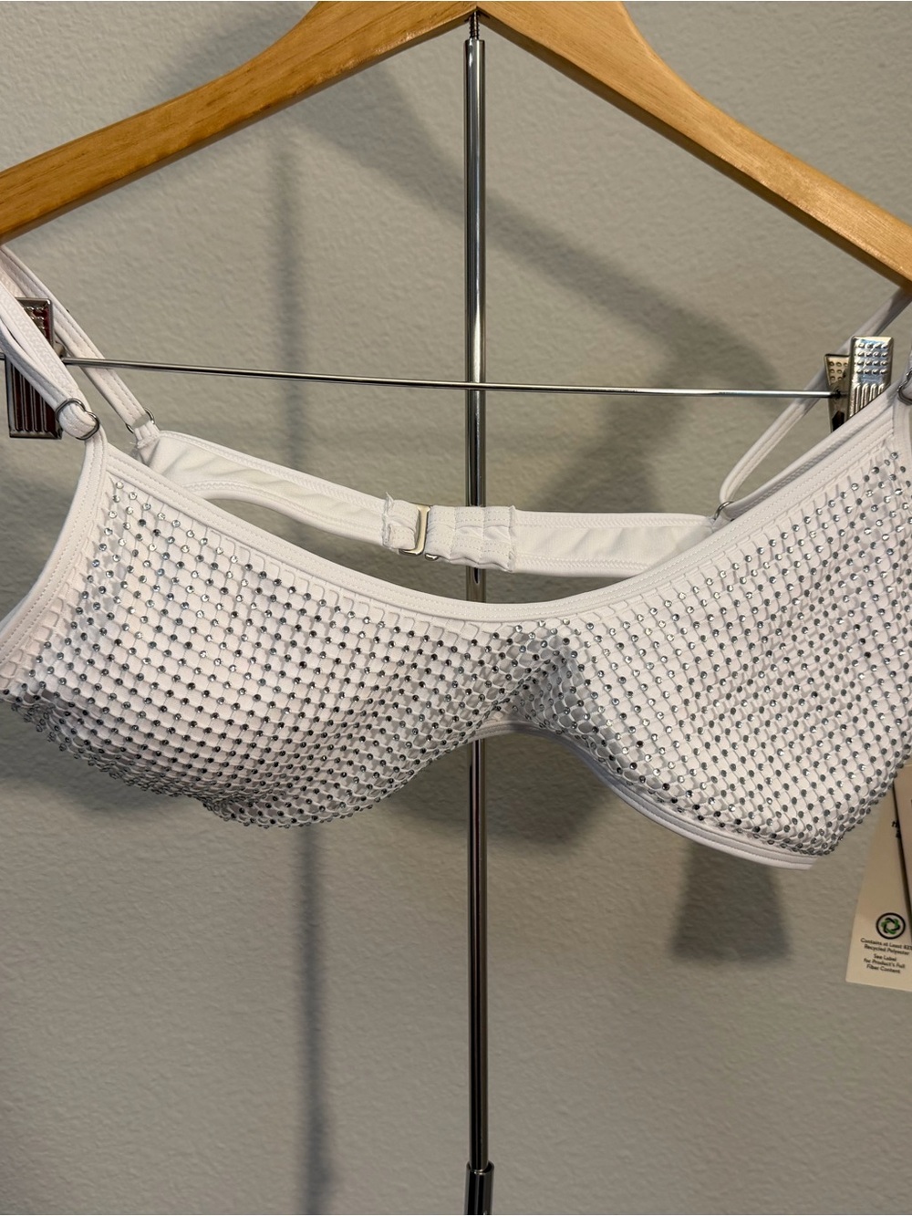 No Boundaries White Rhinestone Mesh Bikini Set - Picture 4 of 5